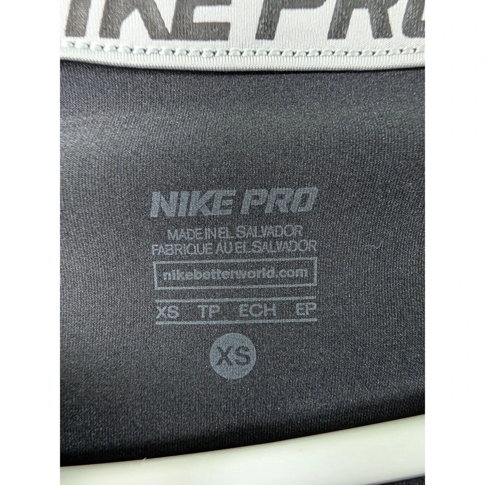 Nike Pro Womens Long Sleeve Compression Shirt Black V-Neck Dri-Fit XS